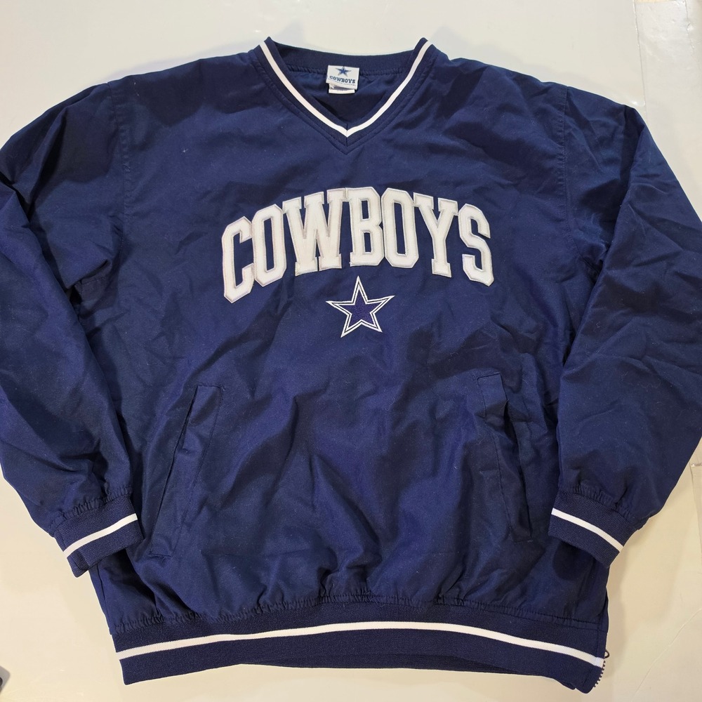 Dallas Cowboys Authentic Apparel Navy Blue V-Neck Pullover Windbreaker Mens M